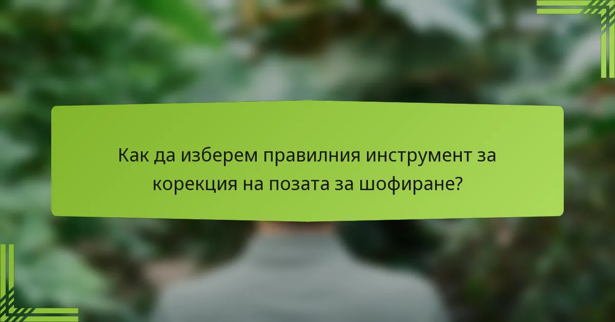 Как да изберем правилния инструмент за корекция на позата за шофиране?