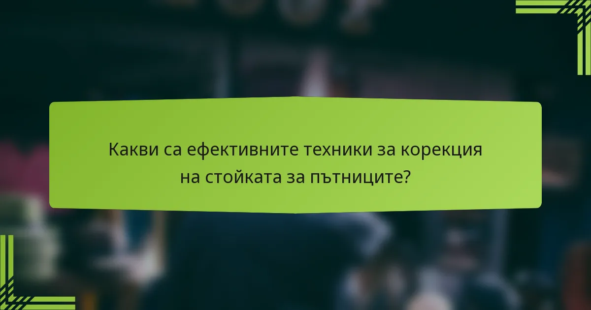 Какви са ефективните техники за корекция на стойката за пътниците?