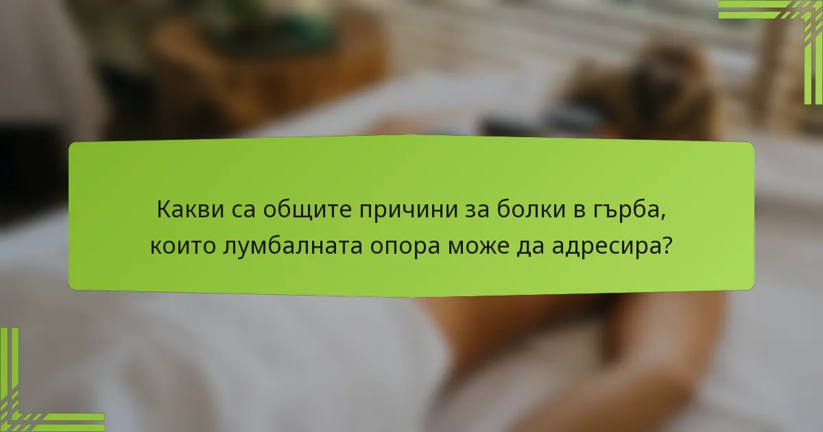 Какви са общите причини за болки в гърба, които лумбалната опора може да адресира?