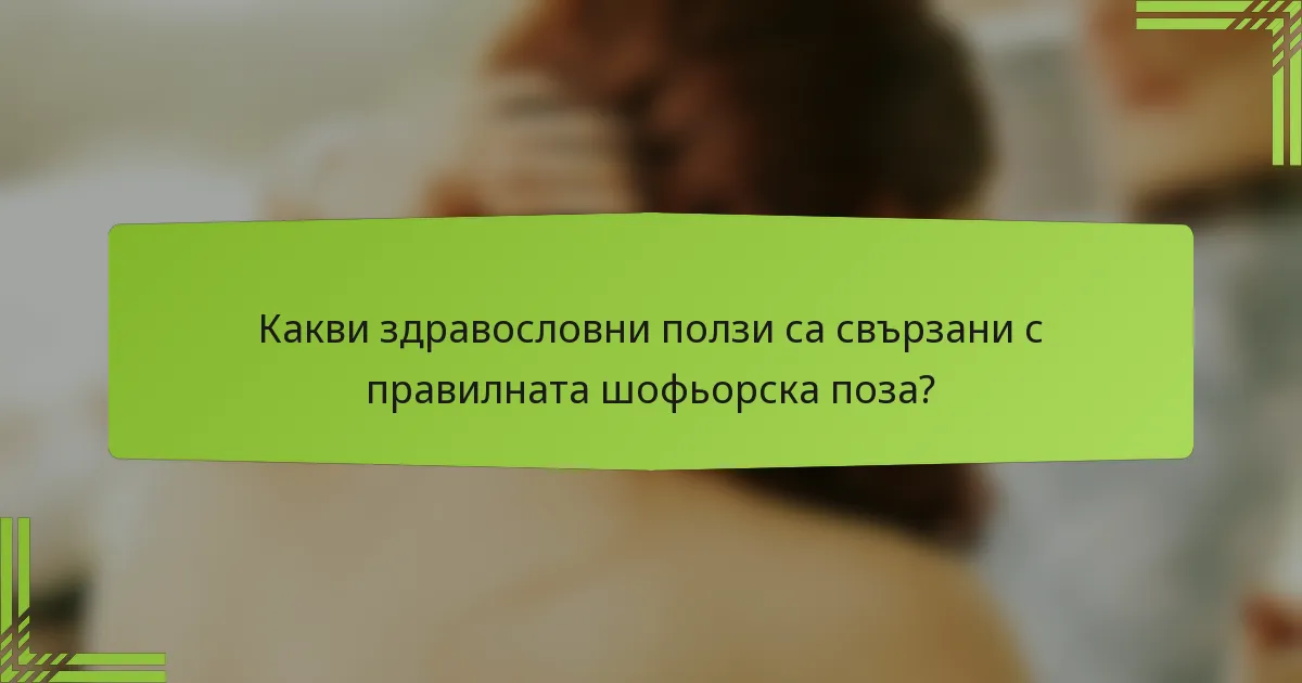Какви здравословни ползи са свързани с правилната шофьорска поза?
