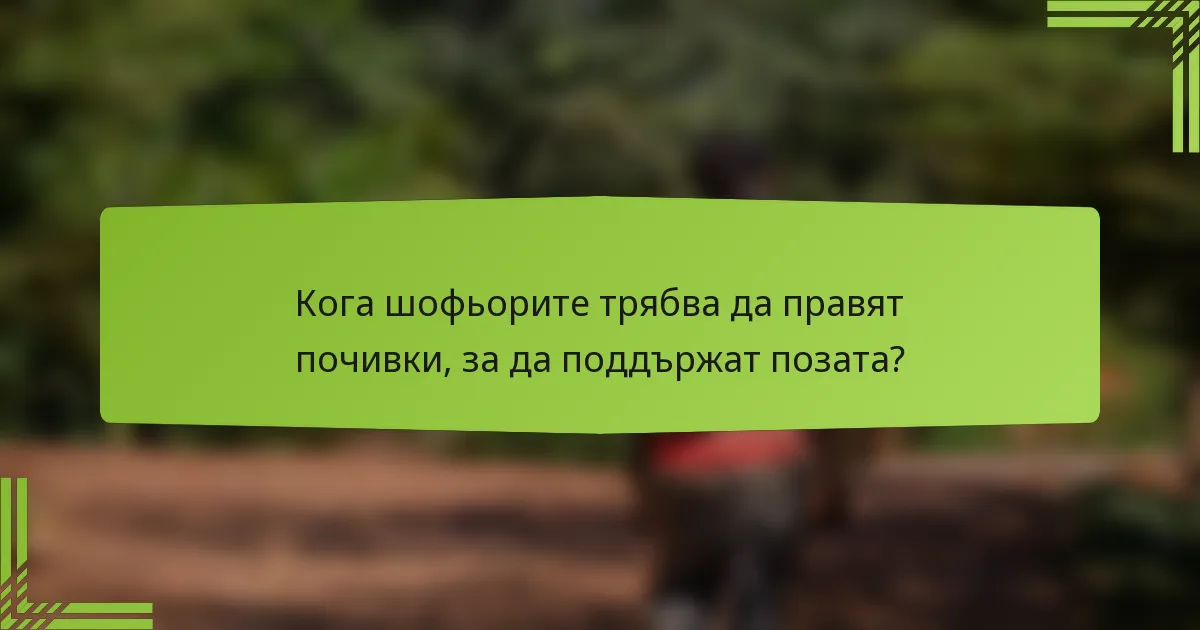 Кога шофьорите трябва да правят почивки, за да поддържат позата?